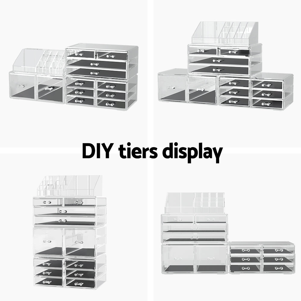 Embellir Acrylic Makeup Case 12-Drawer Cosmetic Organiser Clear