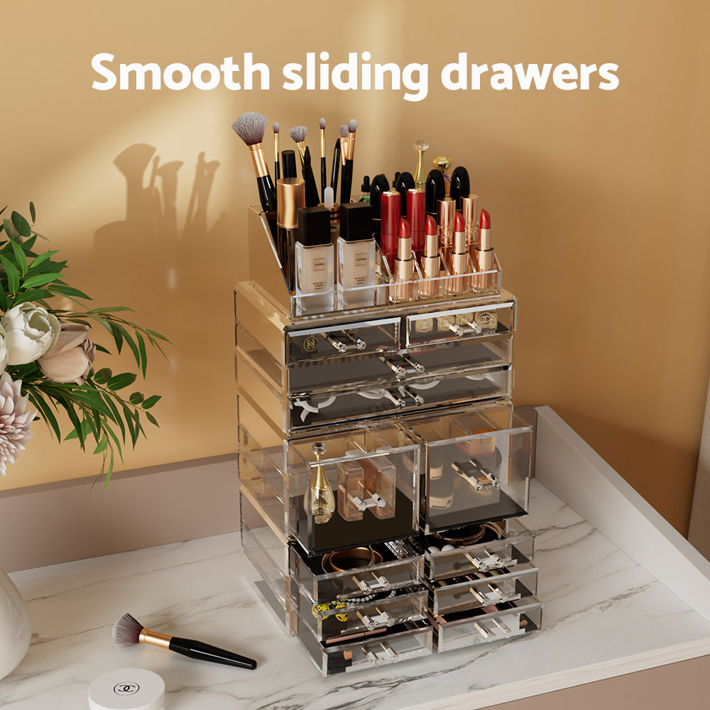 Embellir Acrylic Makeup Case 12-Drawer Cosmetic Organiser Clear