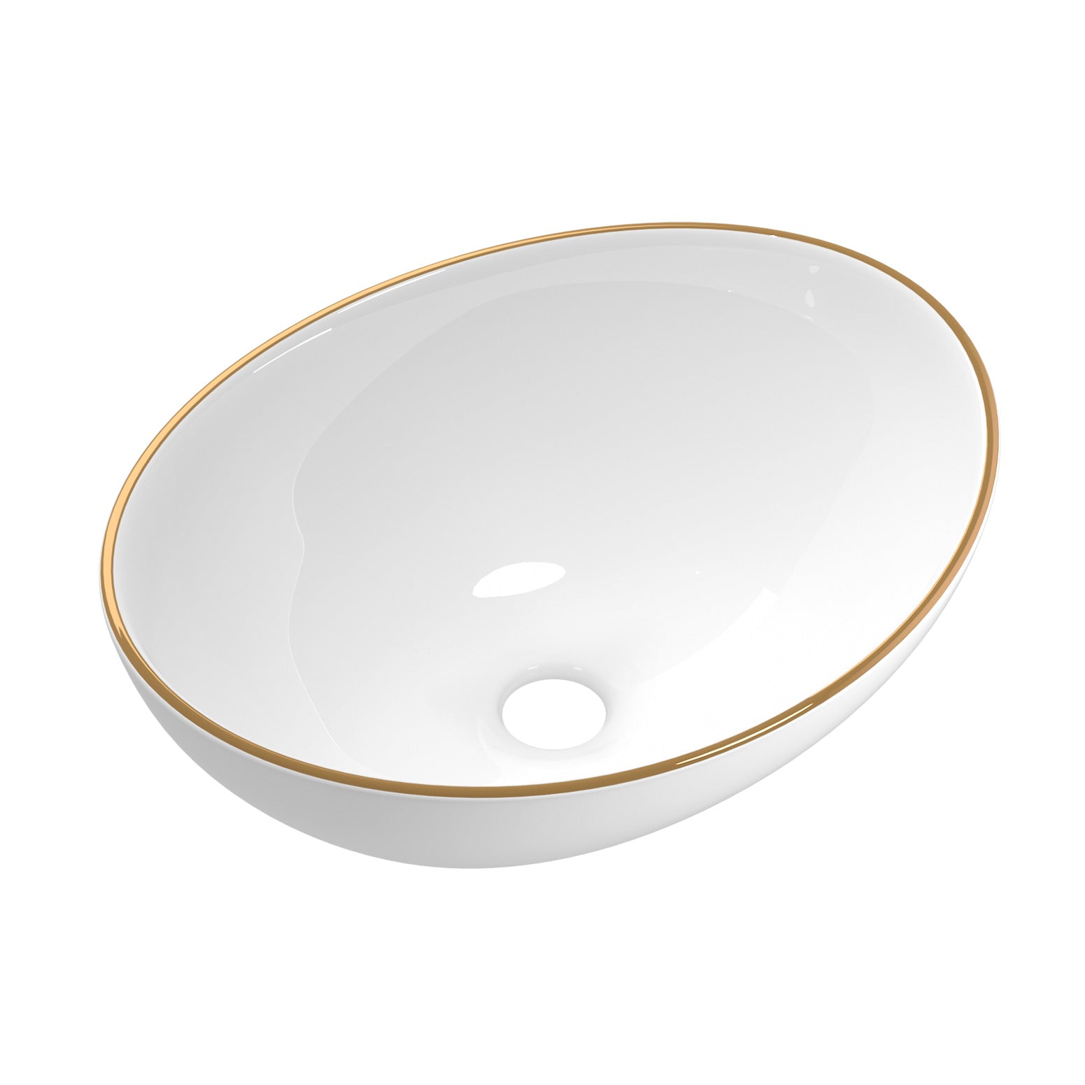 Modern Gold Line Ceramic Vanity Basin 41x34cm