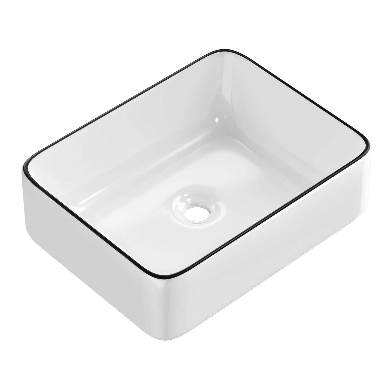 Cefito 48x37cm Ceramic Vanity Basin Above Counter White Black Line