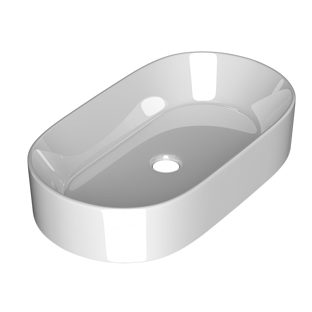Cefito Round Ceramic Bathroom Vanity Basin Sink White 52x31cm