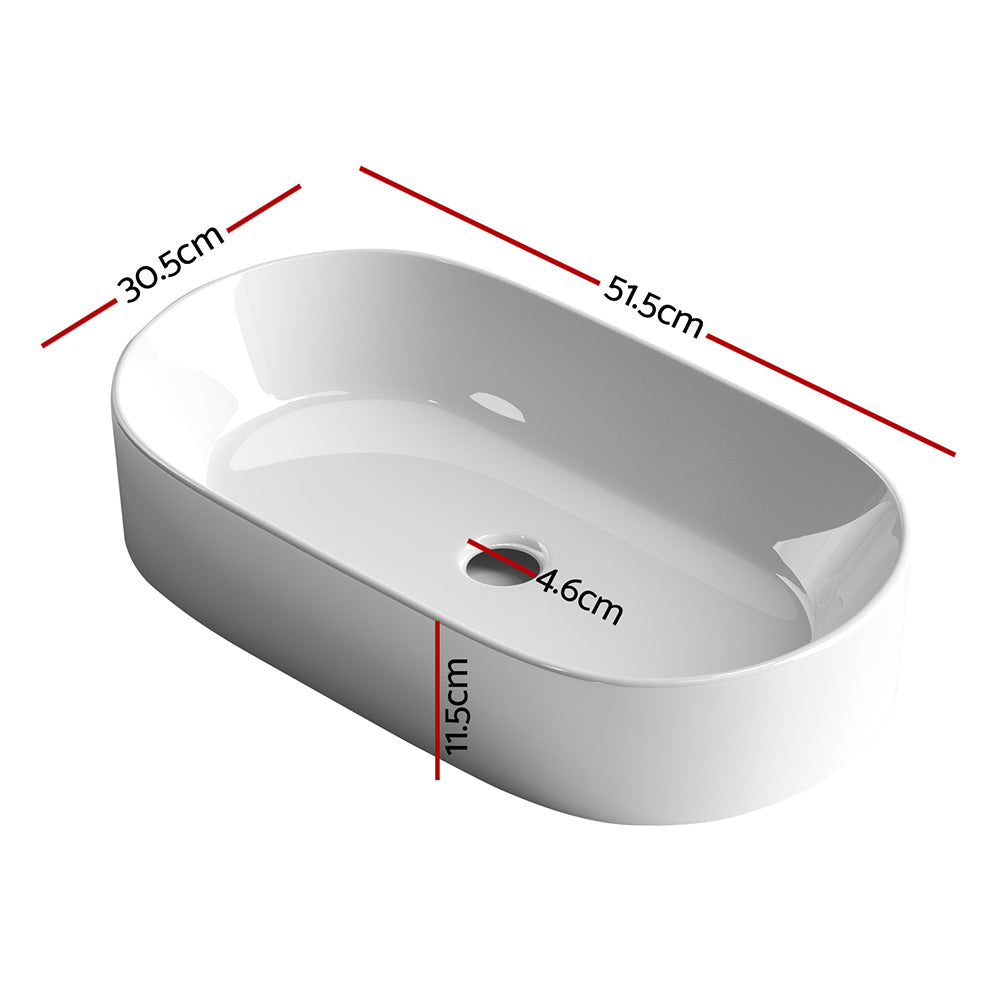 Cefito 52x31cm Round Ceramic Bathroom Vanity Basin White