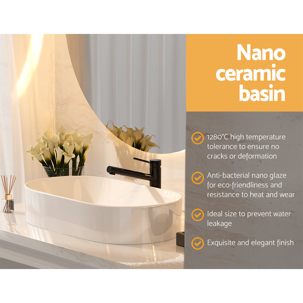 Cefito 52x31cm Round Ceramic Bathroom Vanity Basin White