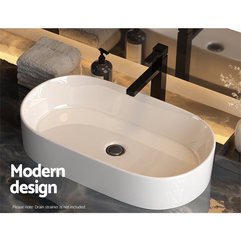 Cefito 52x31cm Round Ceramic Bathroom Vanity Basin White