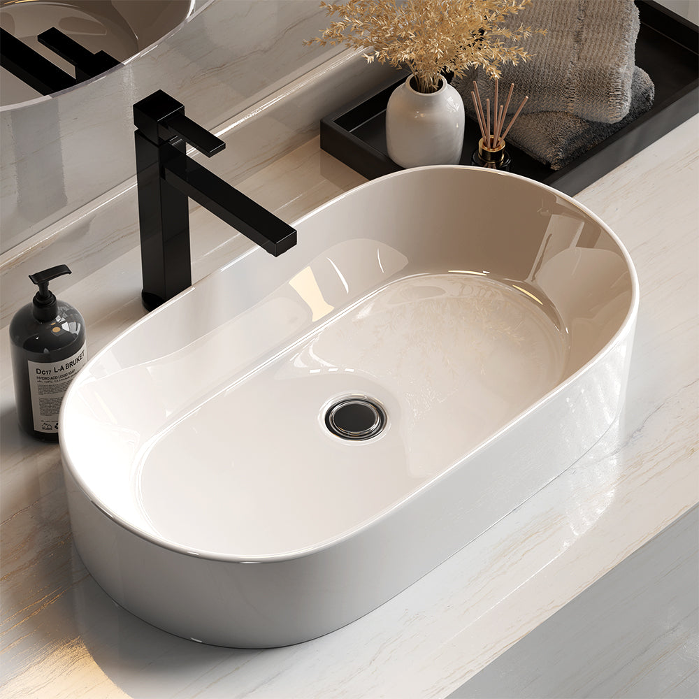 Cefito 52x31cm Round Ceramic Bathroom Vanity Basin White
