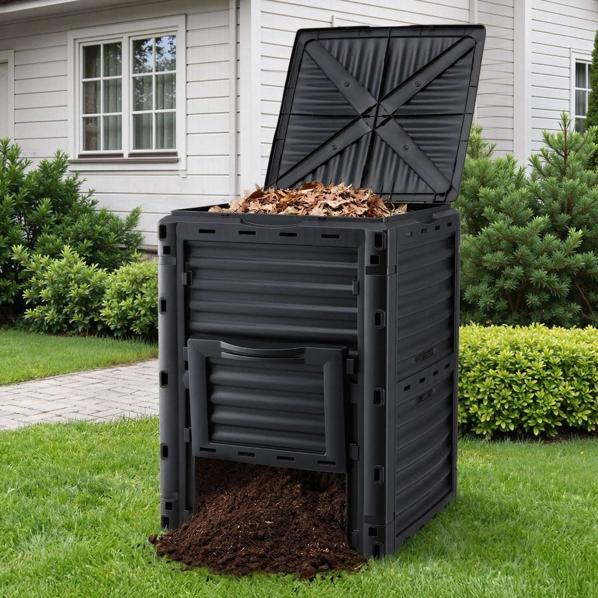Gardeon 300L Compost Bin Outdoor Composter Black