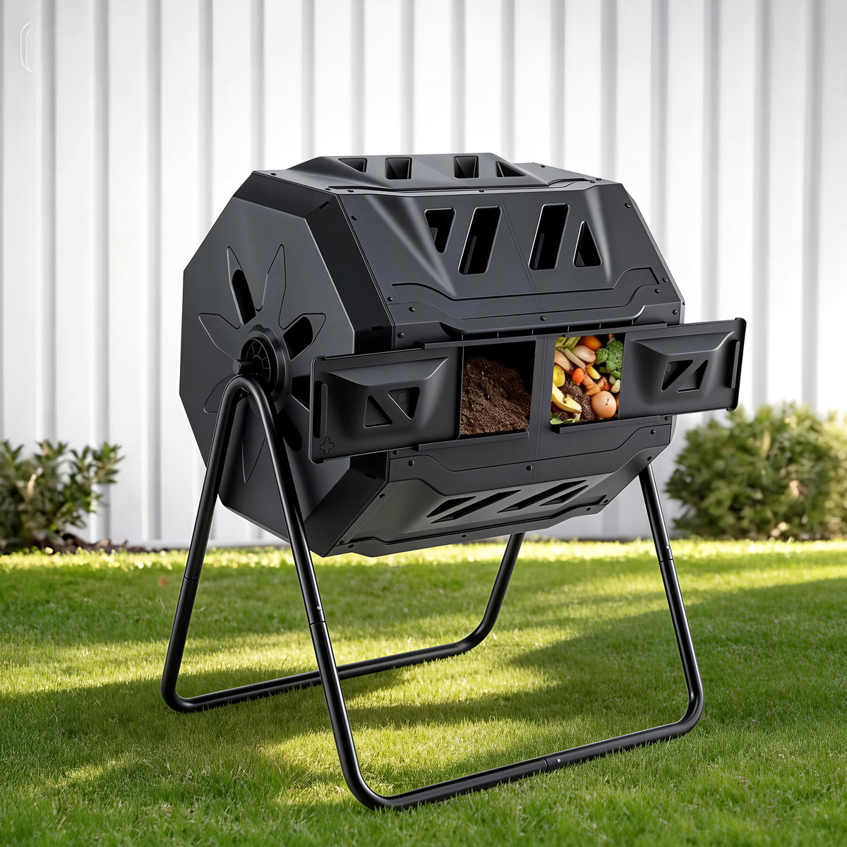 Gardeon Compost Bin Dual Chamber 160L Rotating Composter