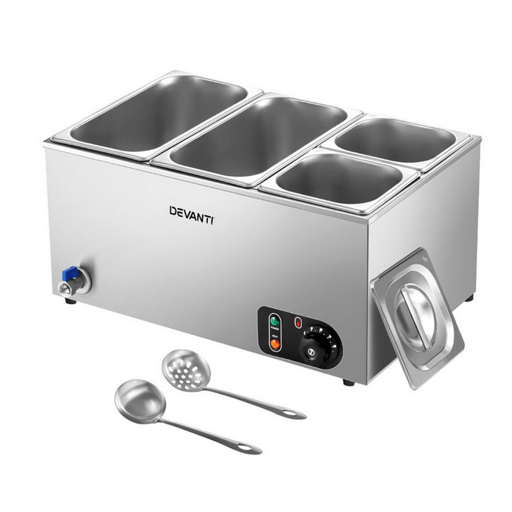 Devanti 4-Pan Commercial Bain Marie Food Warmer Stainless Steel