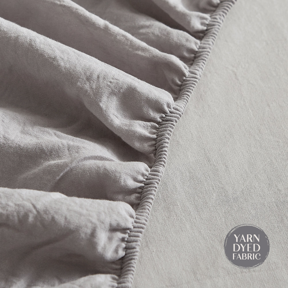 Cosy Club Double Sheet Set Washed Cotton Grey Hypoallergenic