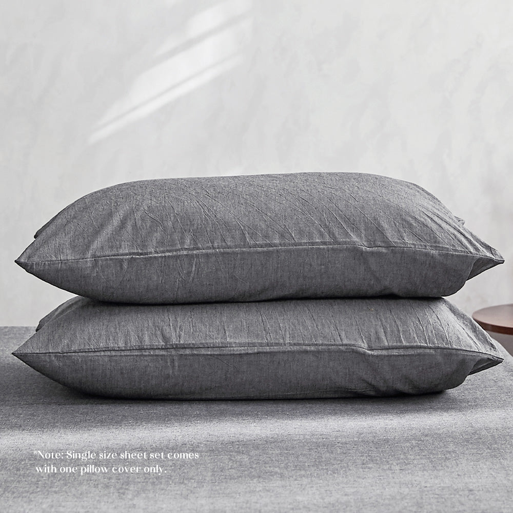Cosy Club Single Bed Sheets Set Cotton Black Hypoallergenic
