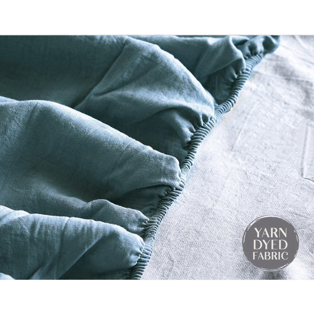 Cosy Club Single Bed Sheets Set Cotton Blue Grey