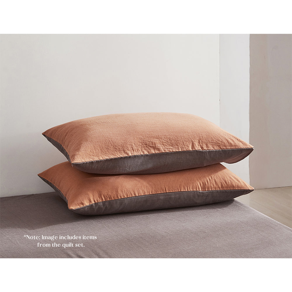 Cosy Club Single Bed Sheets Set Cotton Orange Brown
