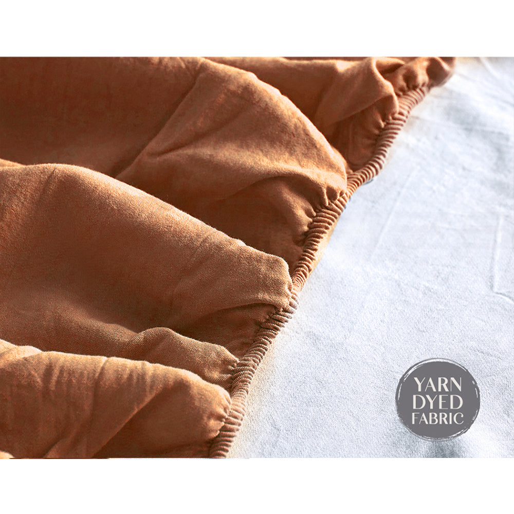 Cosy Club Single Bed Sheets Set Cotton Orange Brown