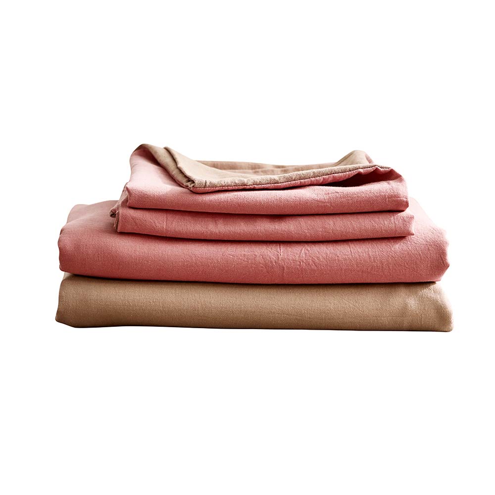 Cosy Club Single Bed Sheets Set Cotton Pink Brown
