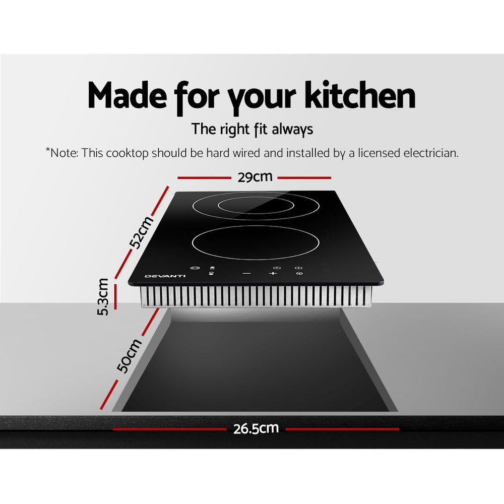 Devanti 30cm Electric Ceramic Cooktop Black Touch Control
