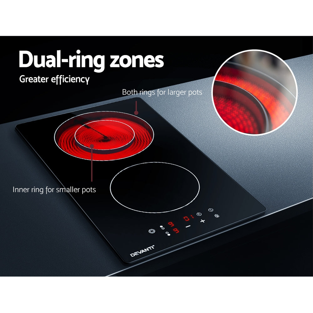Devanti 30cm Electric Ceramic Cooktop Black Touch Control