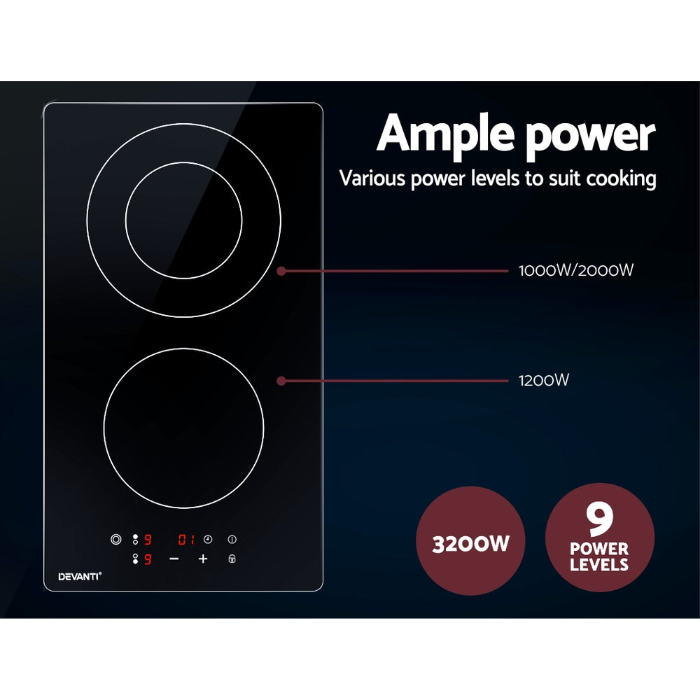 Devanti 30cm Electric Ceramic Cooktop Black Touch Control