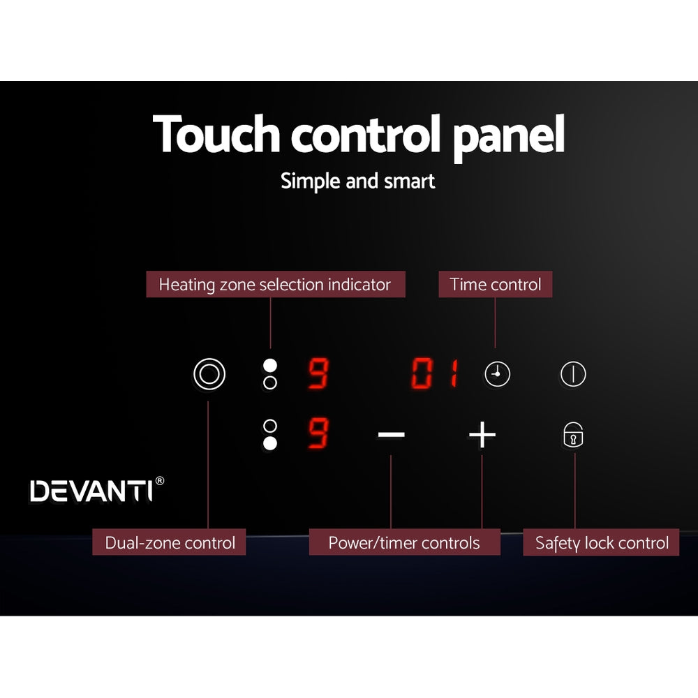 Devanti 30cm Electric Ceramic Cooktop Black Touch Control