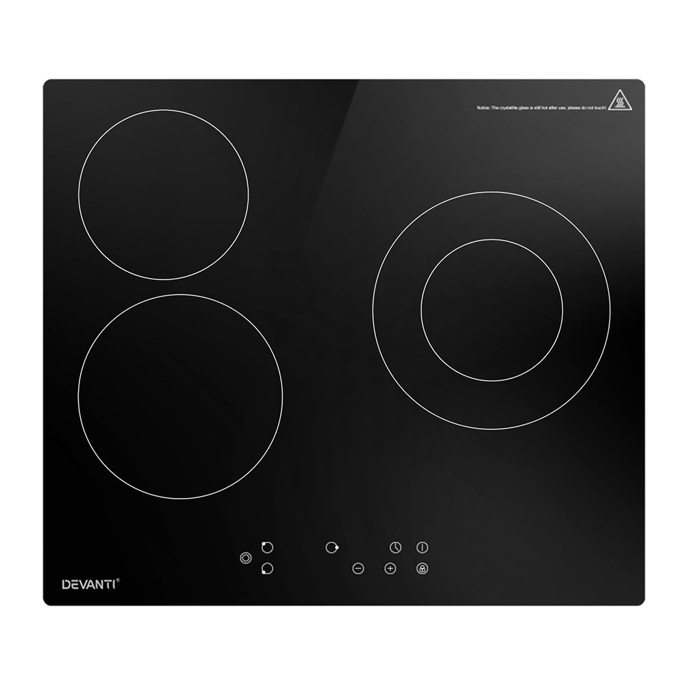 Devanti 60cm Electric Ceramic Cooktop 4 Burner Touch Control Black