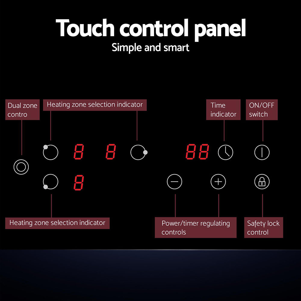 Devanti 60cm Electric Ceramic Cooktop 4 Burner Touch Control Black