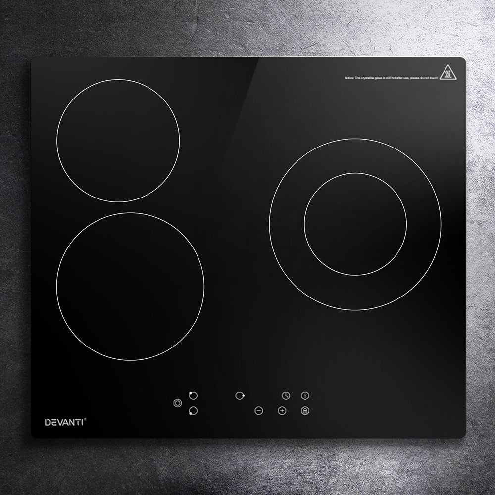 Devanti 60cm Electric Ceramic Cooktop 4 Burner Touch Control Black