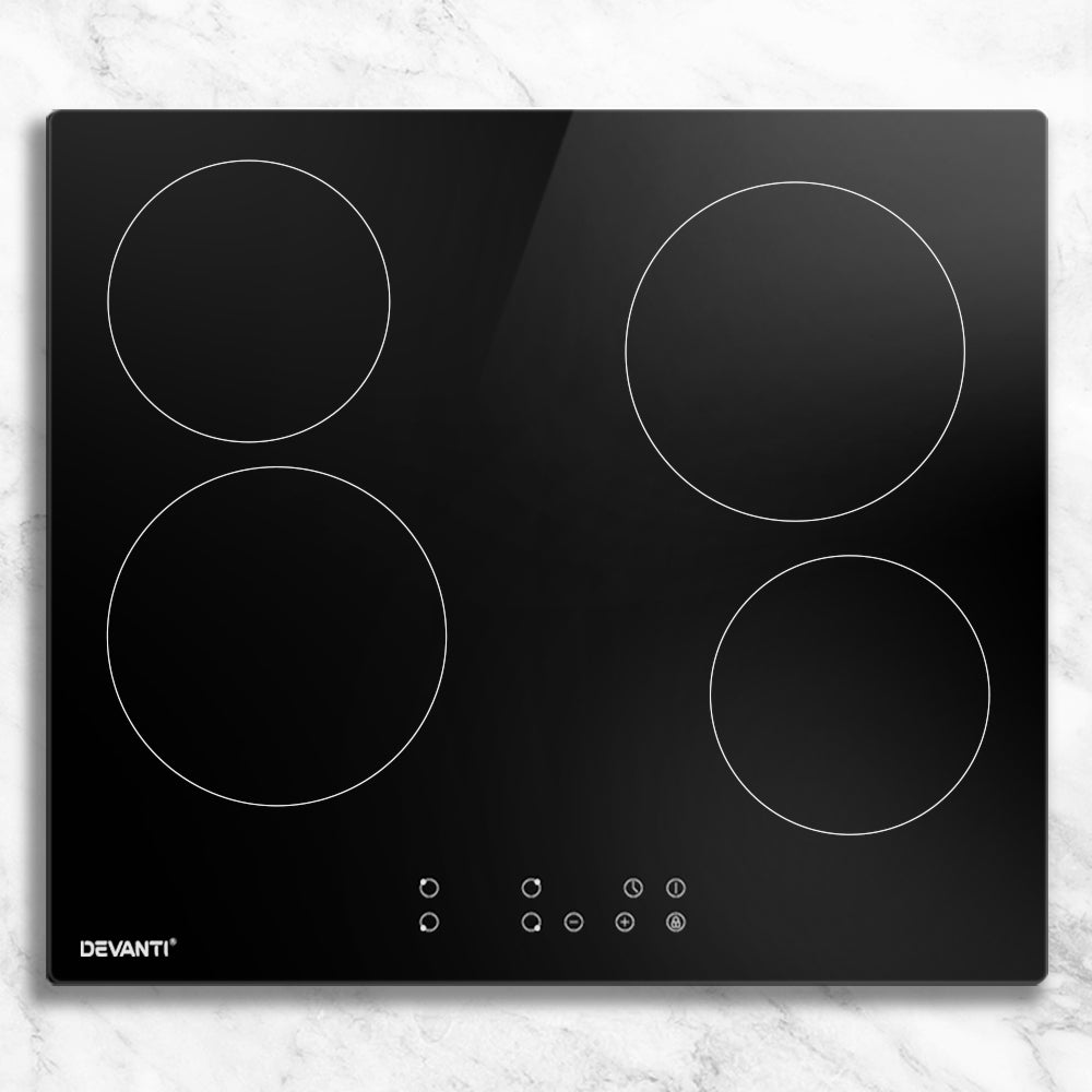 Devanti 60cm Electric Ceramic Cooktop Touch Control Black