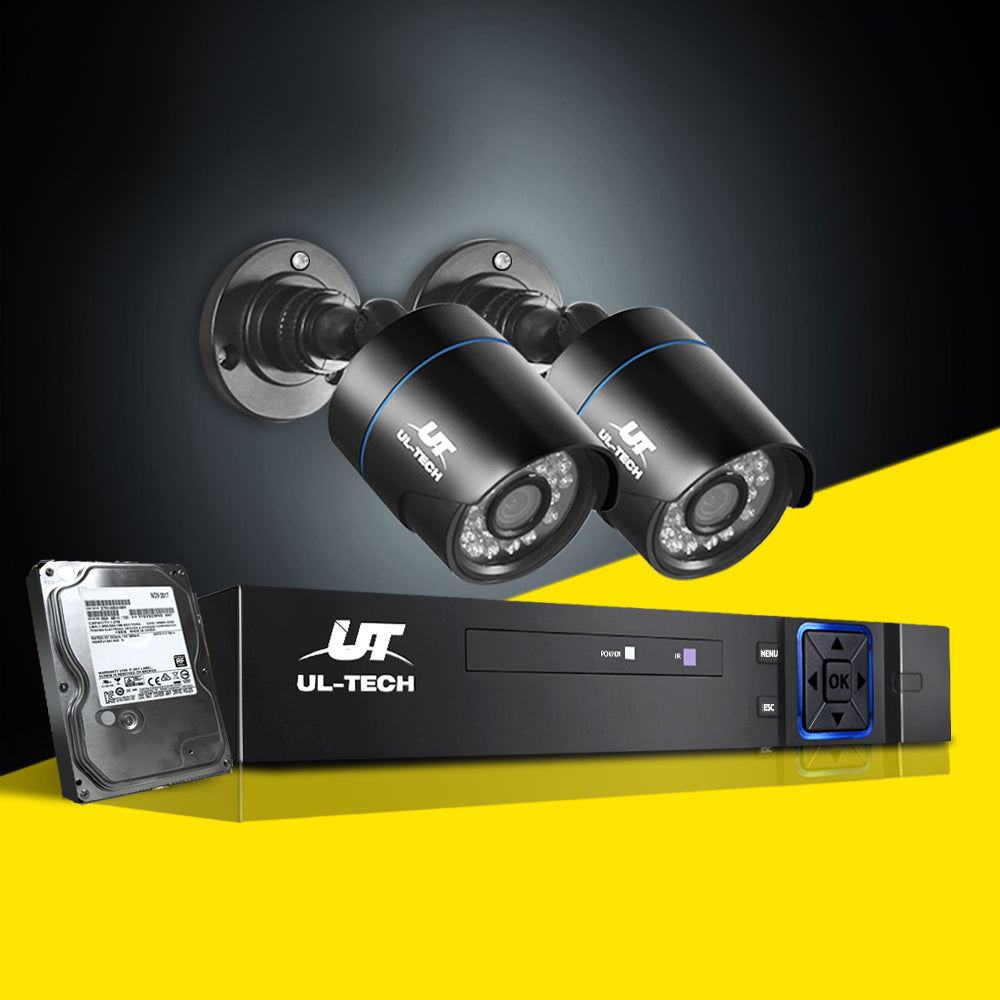 UL-Tech 4CH DVR 2TB CCTV Security System 2 Cameras 1080P Outdoor