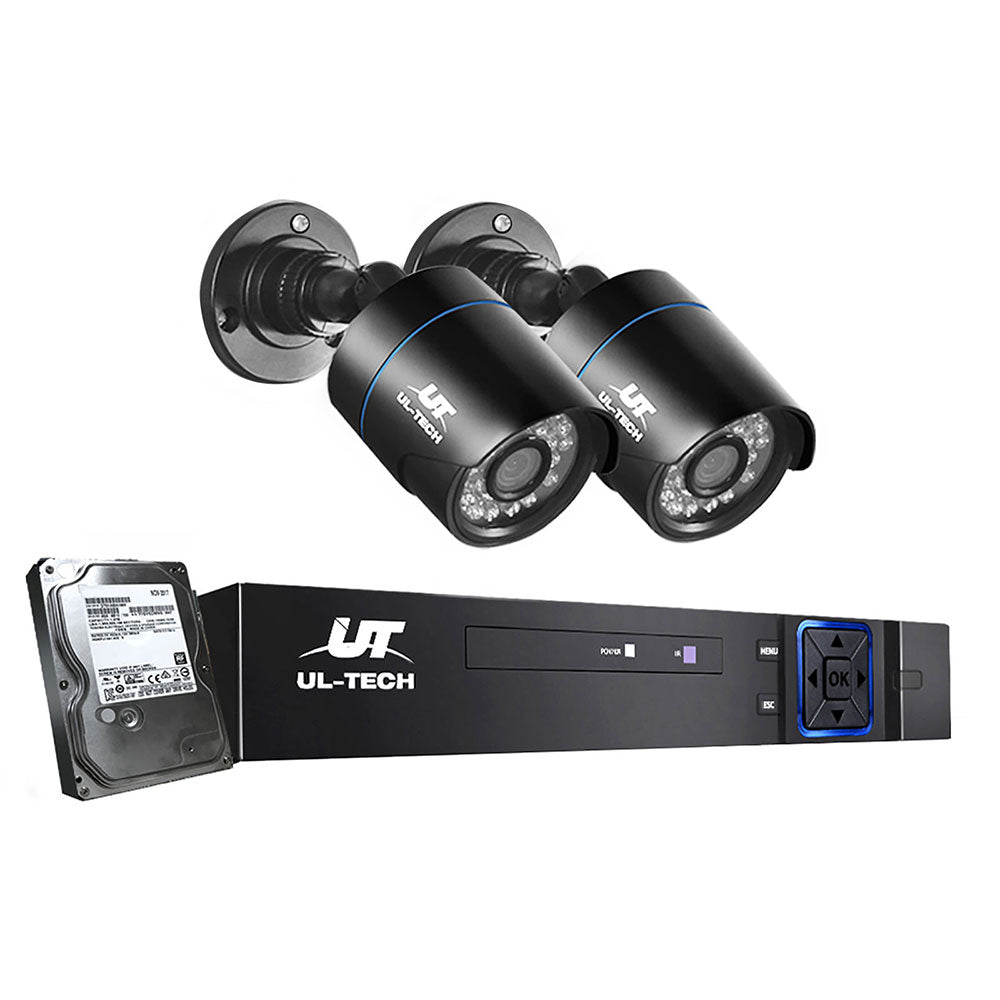 UL-Tech 4CH 1080P CCTV Security System 2 Cameras 1TB Hard Drive