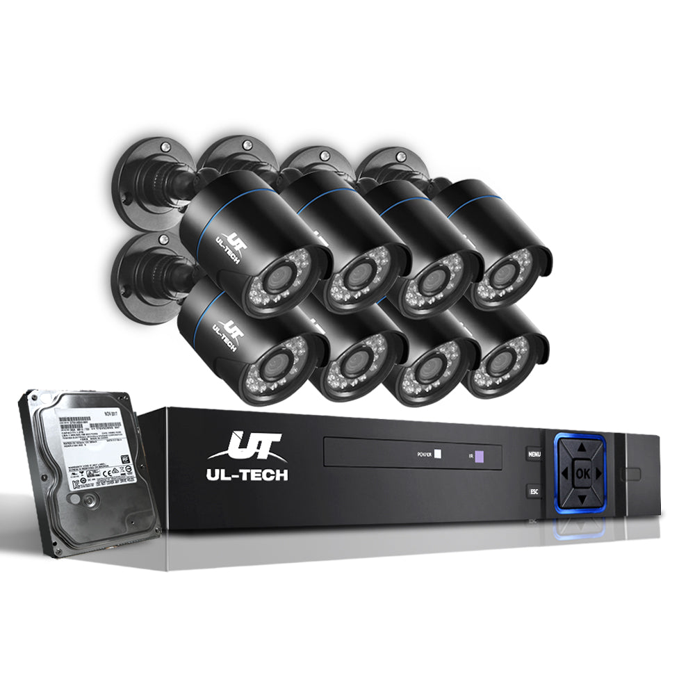 UL-Tech 8CH DVR CCTV Security System 8 Cameras 2TB Hard Drive 1080P Outdoor