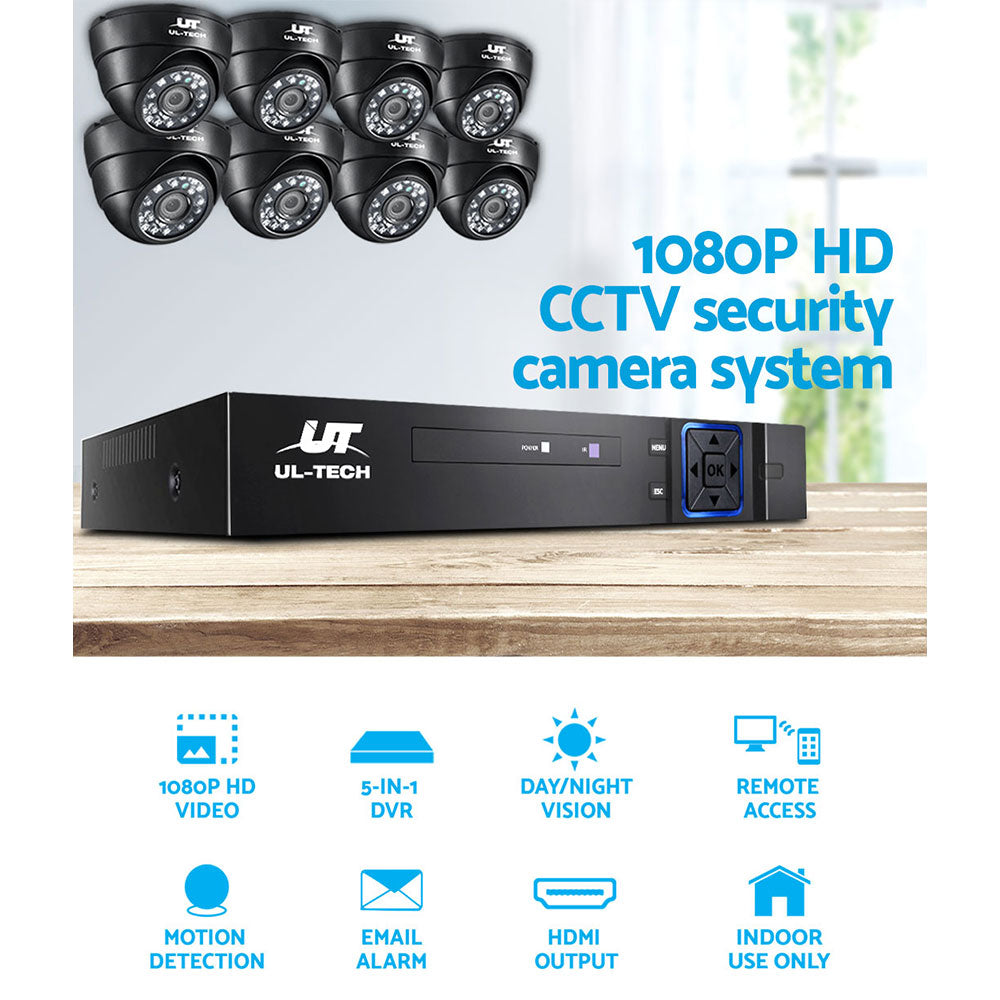 UL-Tech 8CH 1080P CCTV Security System 8 Cameras 1TB HDD Indoor