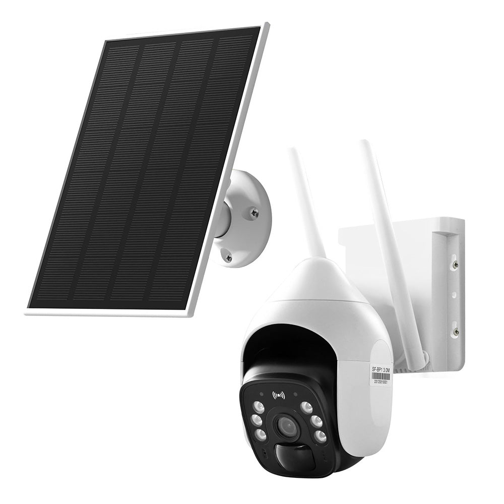 UL-Tech 3MP Security Camera Solar Panel White IP66 Waterproof