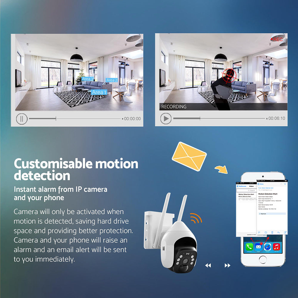 UL-Tech 3MP Security Camera Solar Panel White IP66 Waterproof