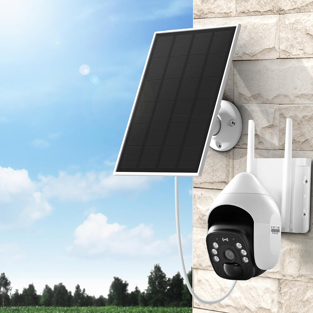 UL-Tech 3MP Security Camera Solar Panel White IP66 Waterproof