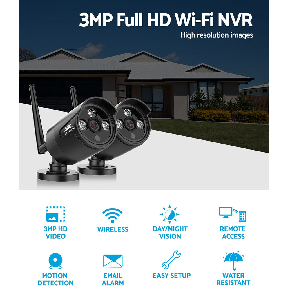 UL-Tech 3MP Wireless Bullet CCTV Cameras 2 Pack