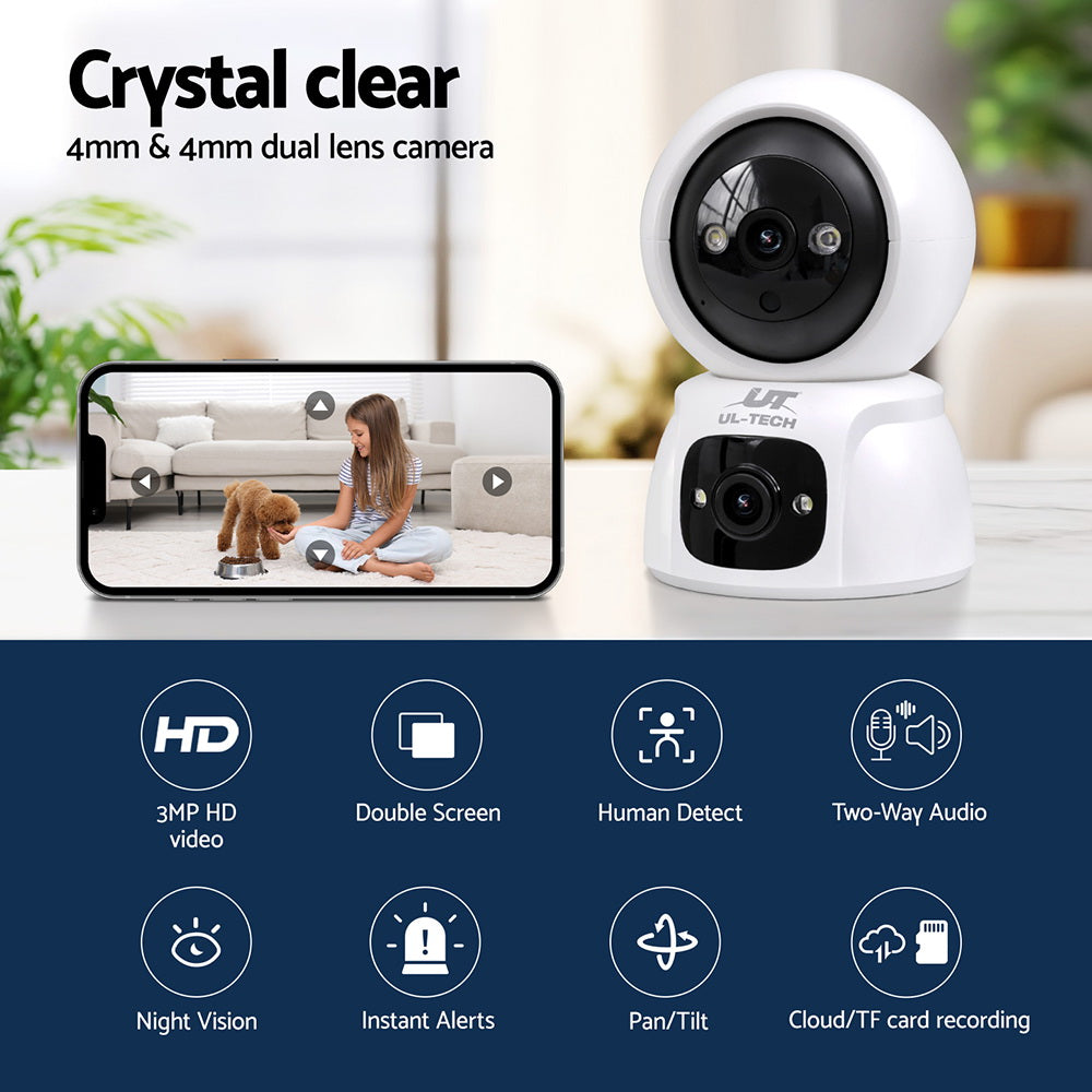 UL-tech 3MP Baby Security IP Camera PTZ White