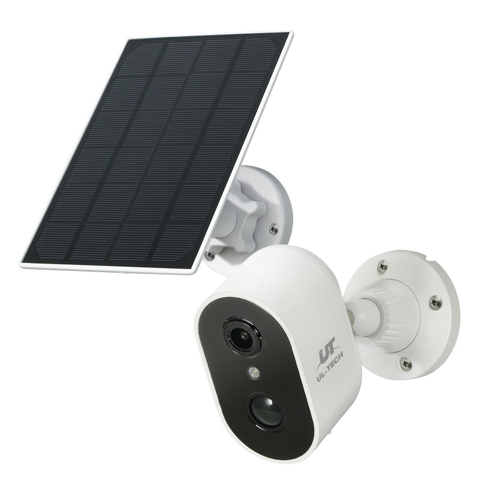 UL-Tech 1080P Wireless Outdoor Security Camera Rechargeable White Solar Panel