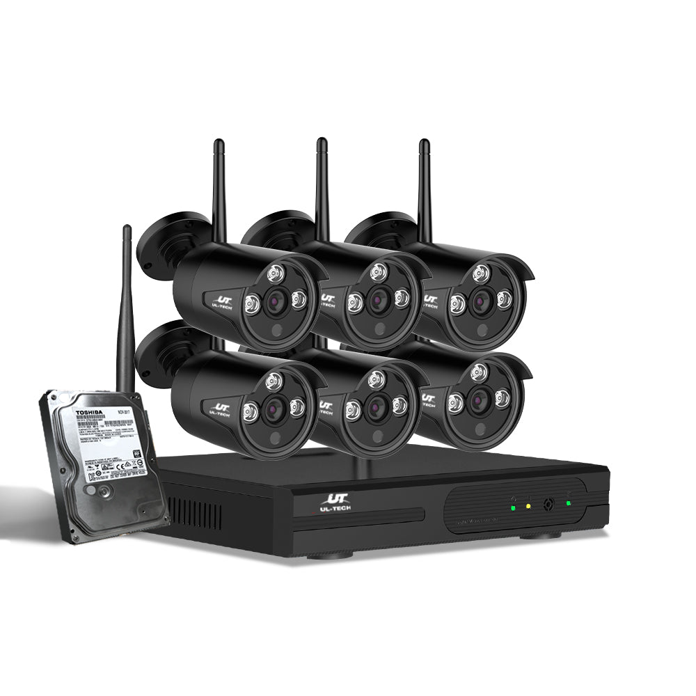 UL-Tech 8CH NVR 3MP Wireless CCTV System 6 Bullet Cameras 1TB