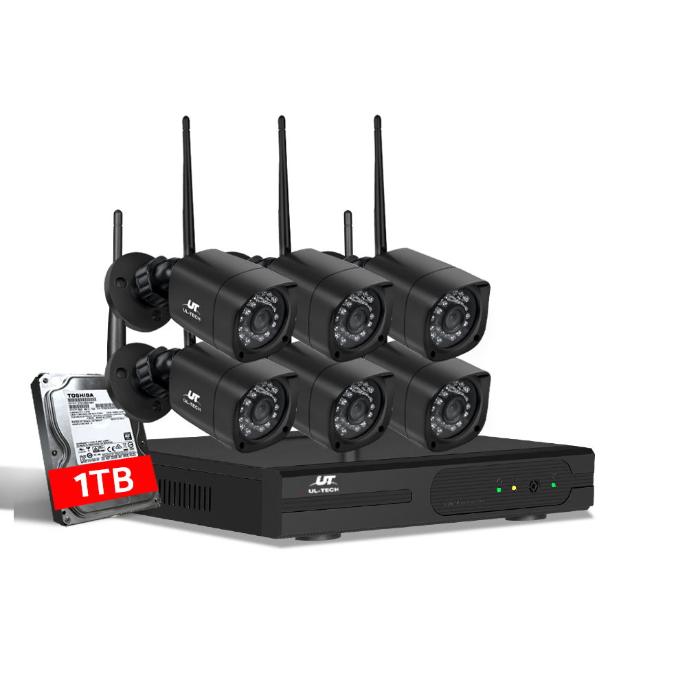 UL-Tech 8CH Wireless CCTV Security Camera System 6 Cameras Kit 1TB