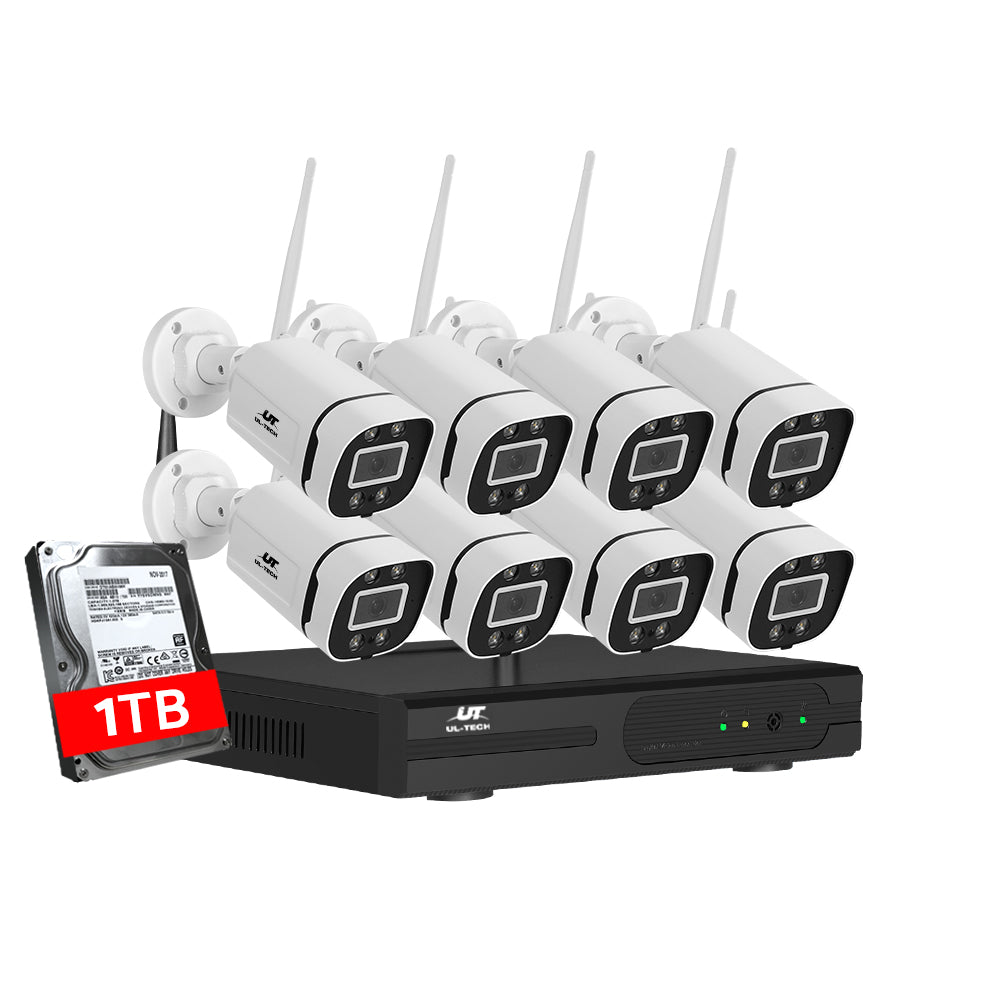 UL-tech 8CH NVR Wireless CCTV Security System 3MP 8 Cameras 1TB