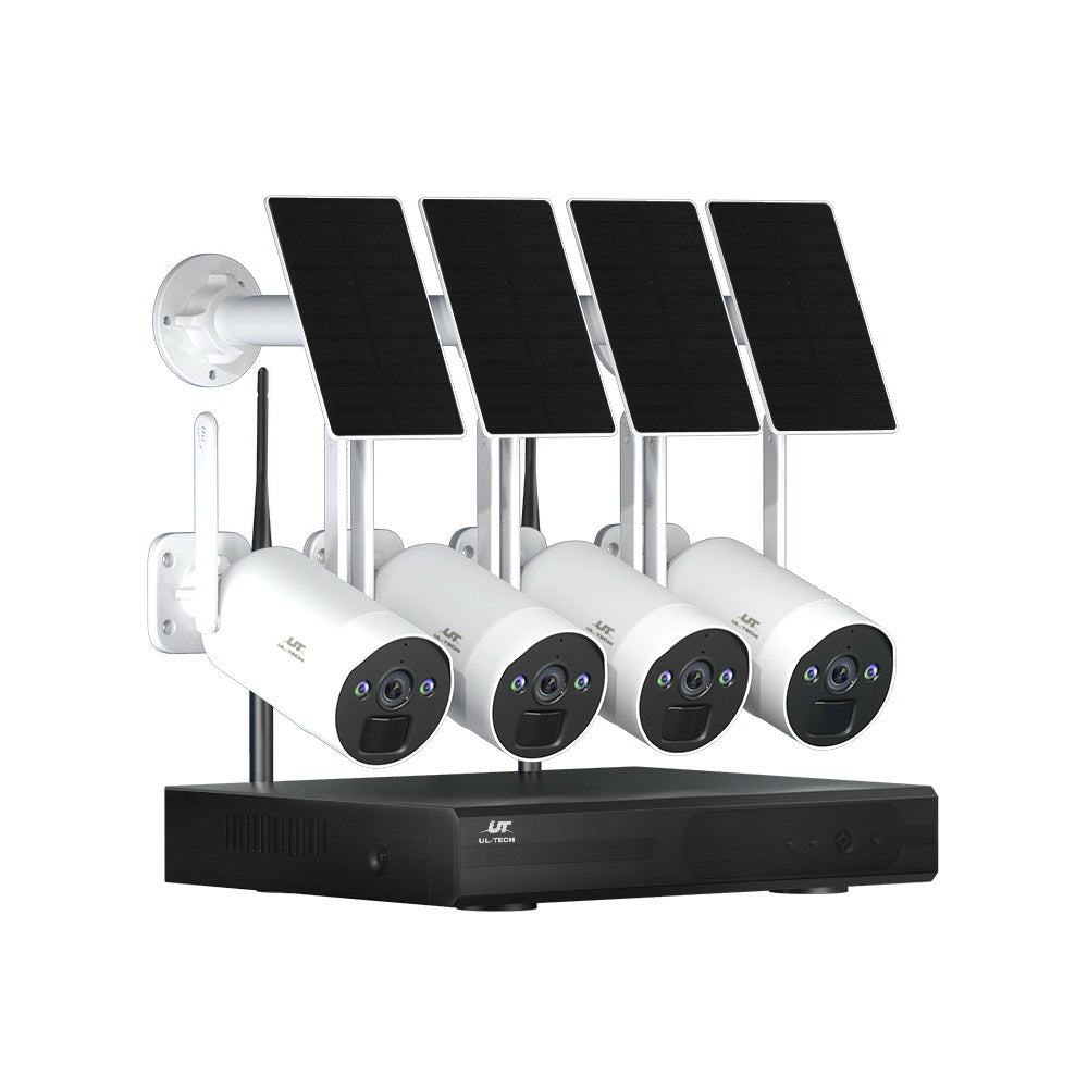UL-tech 4MP Wireless Solar CCTV Security Cameras 8CH NVR White