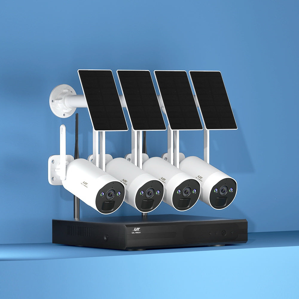 UL-tech 4MP Wireless Solar CCTV Security Cameras 8CH NVR White