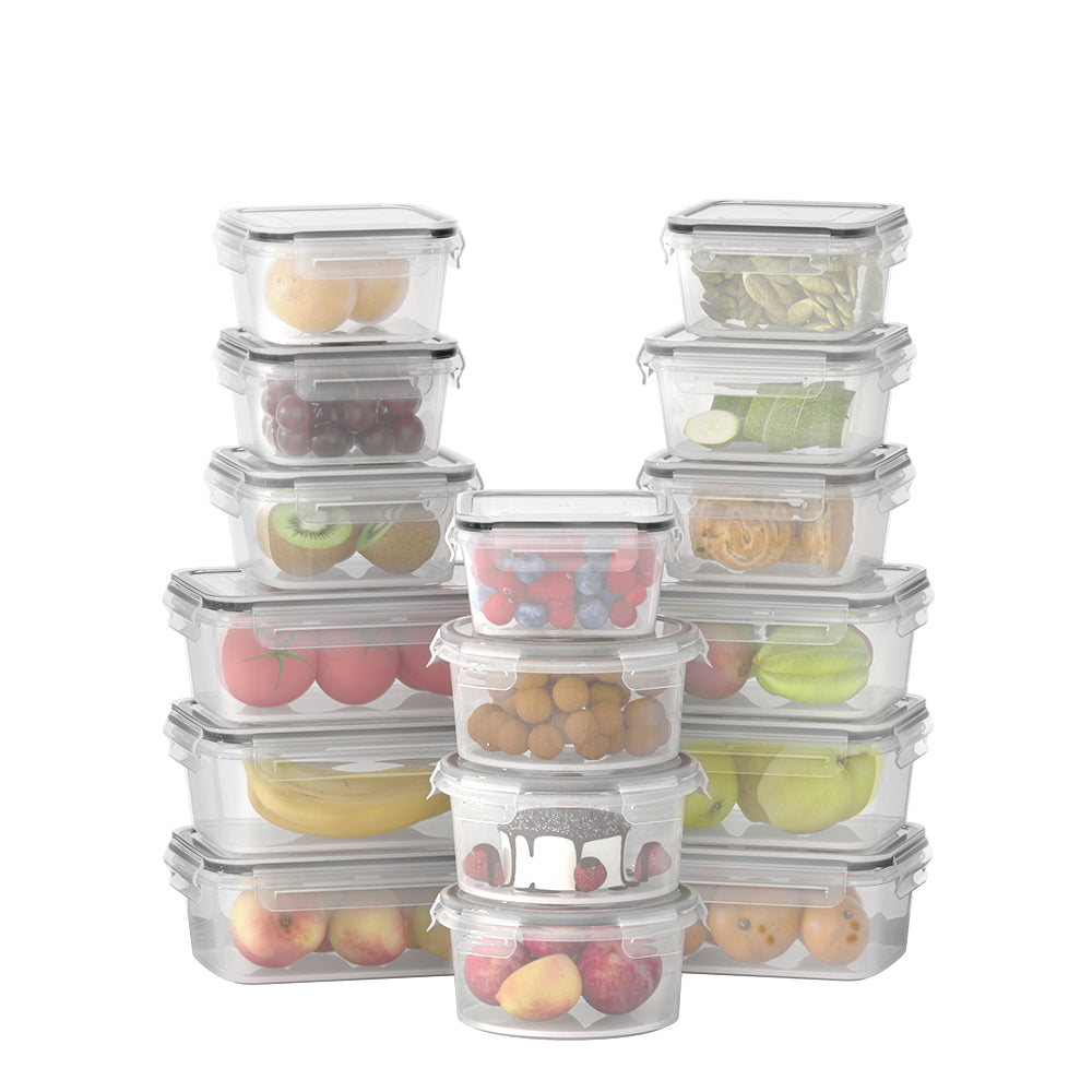 5-Star Chef 16-Piece Food Storage Container Set BPA-Free White & Black
