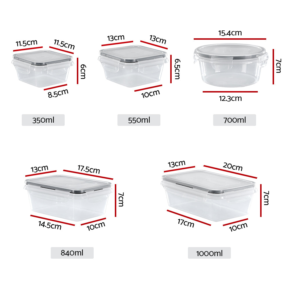 5-Star Chef 16-Piece Food Storage Container Set BPA-Free White & Black