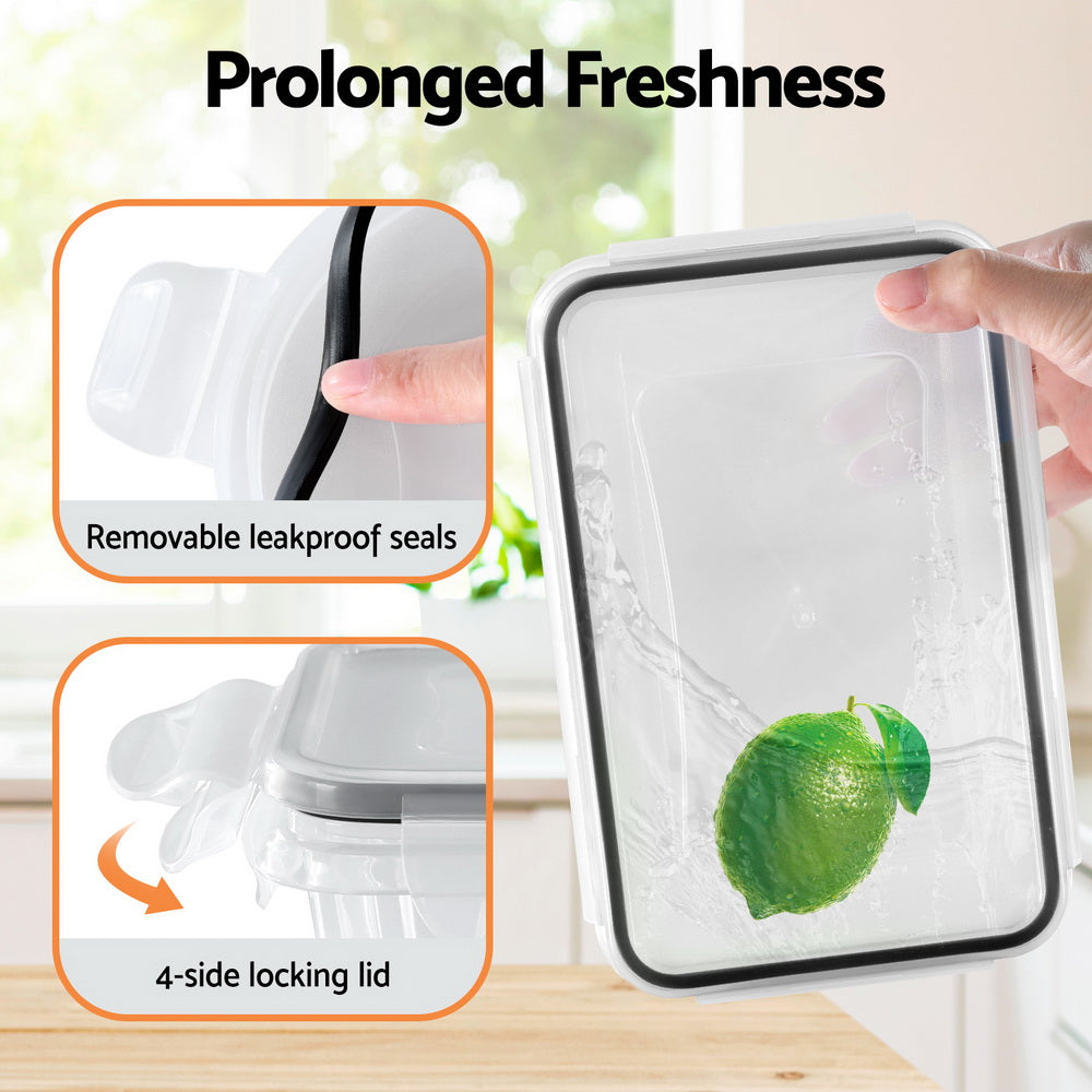5-Star Chef 16-Piece Food Storage Container Set BPA-Free White & Black
