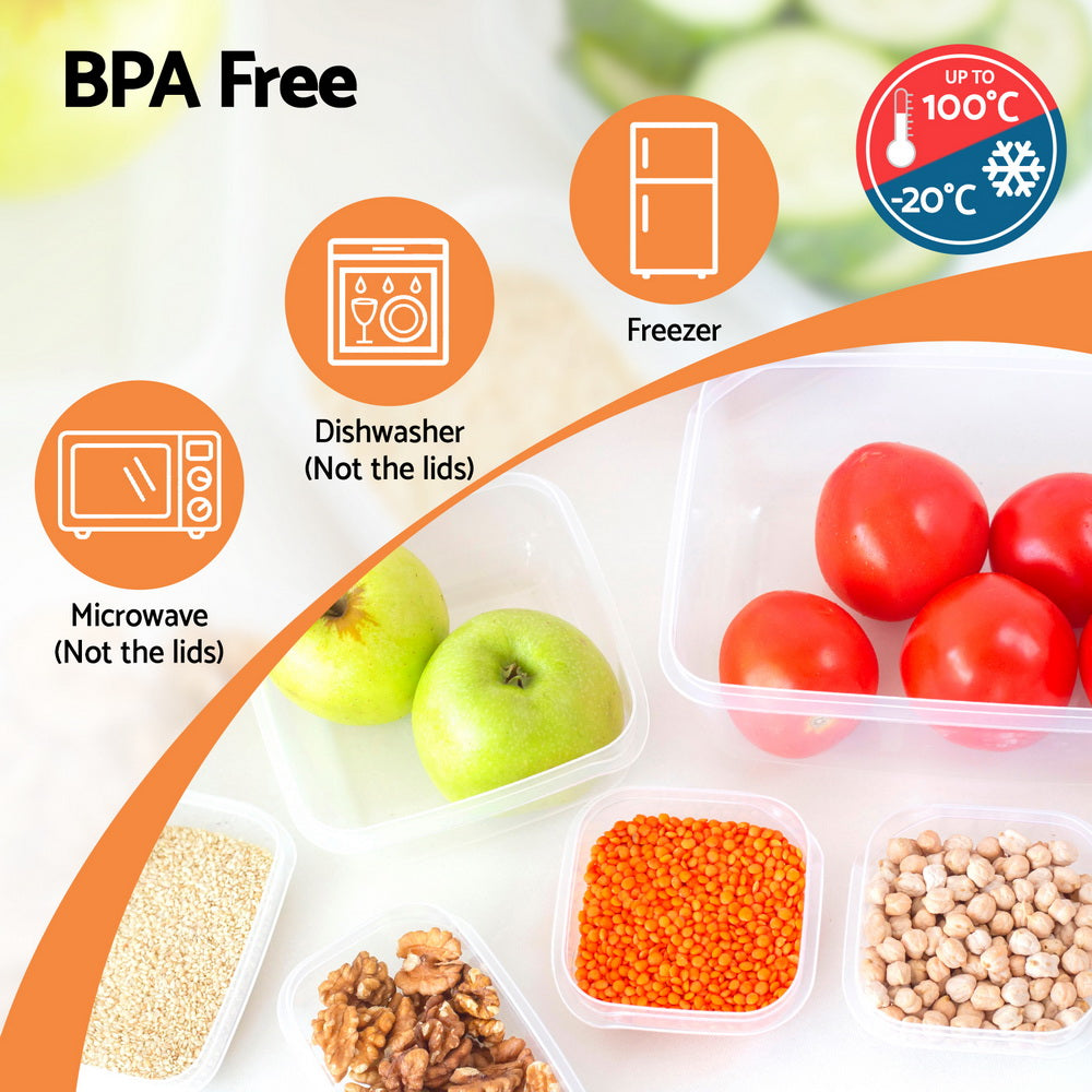 5-Star Chef 16-Piece Food Storage Container Set BPA-Free White & Black