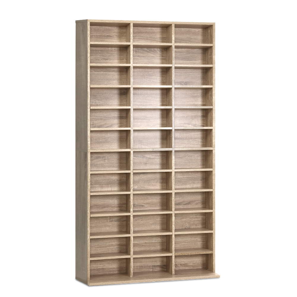BERT Oak Bookshelf CD DVD Storage Rack Adjustable Shelves