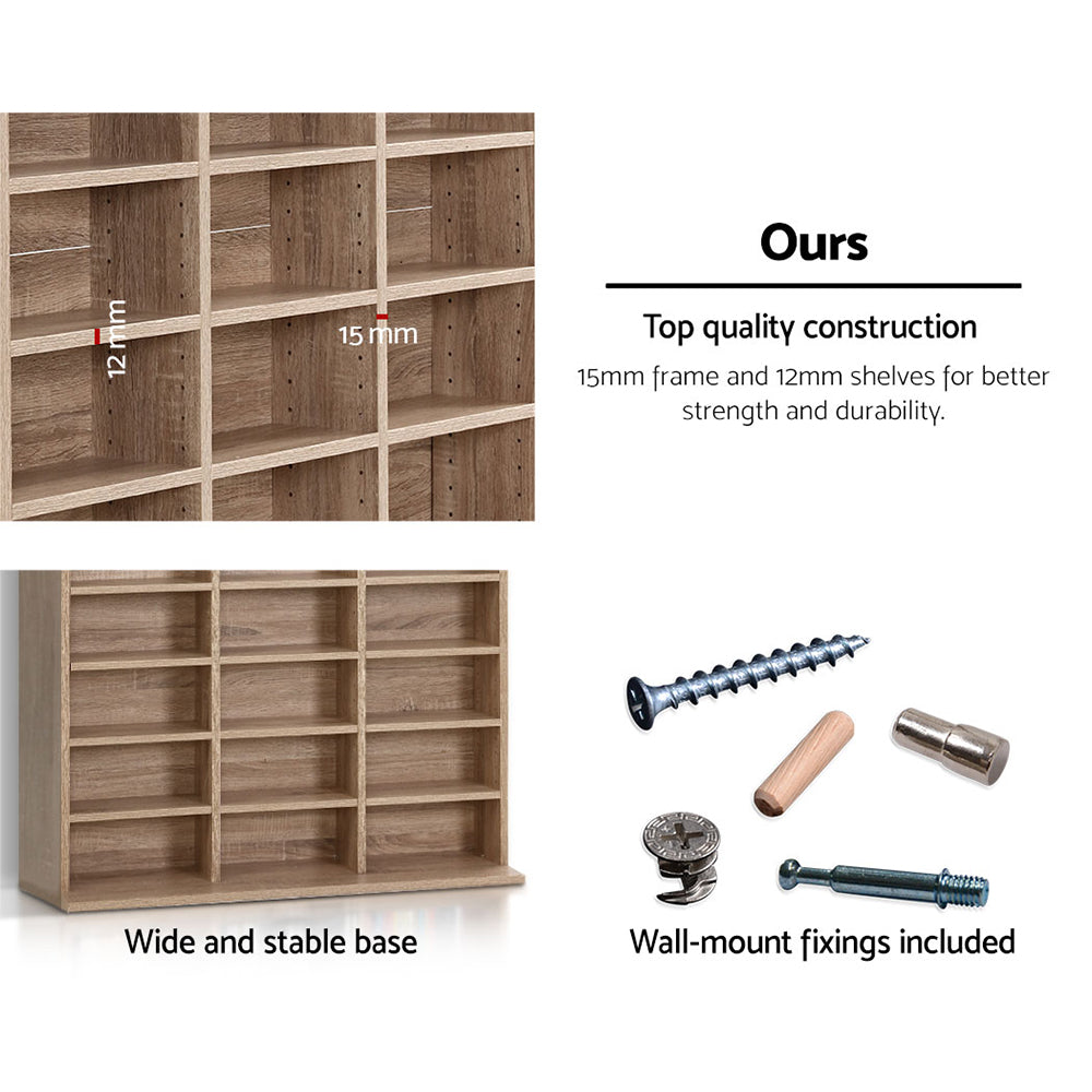 BERT Oak Bookshelf CD DVD Storage Rack Adjustable Shelves