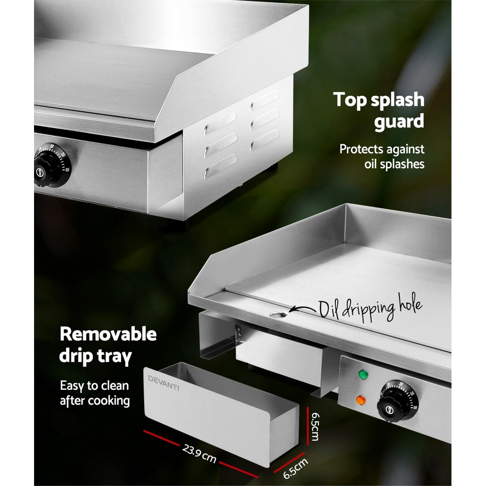 Devanti 55cm Commercial Electric Griddle BBQ Grill Plate 3000W