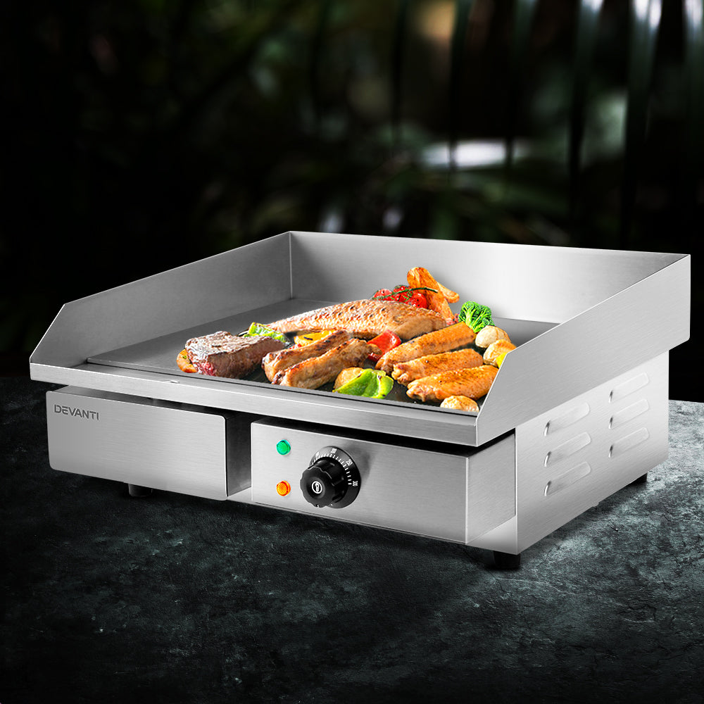 Devanti 55cm Commercial Electric Griddle BBQ Grill Plate 3000W