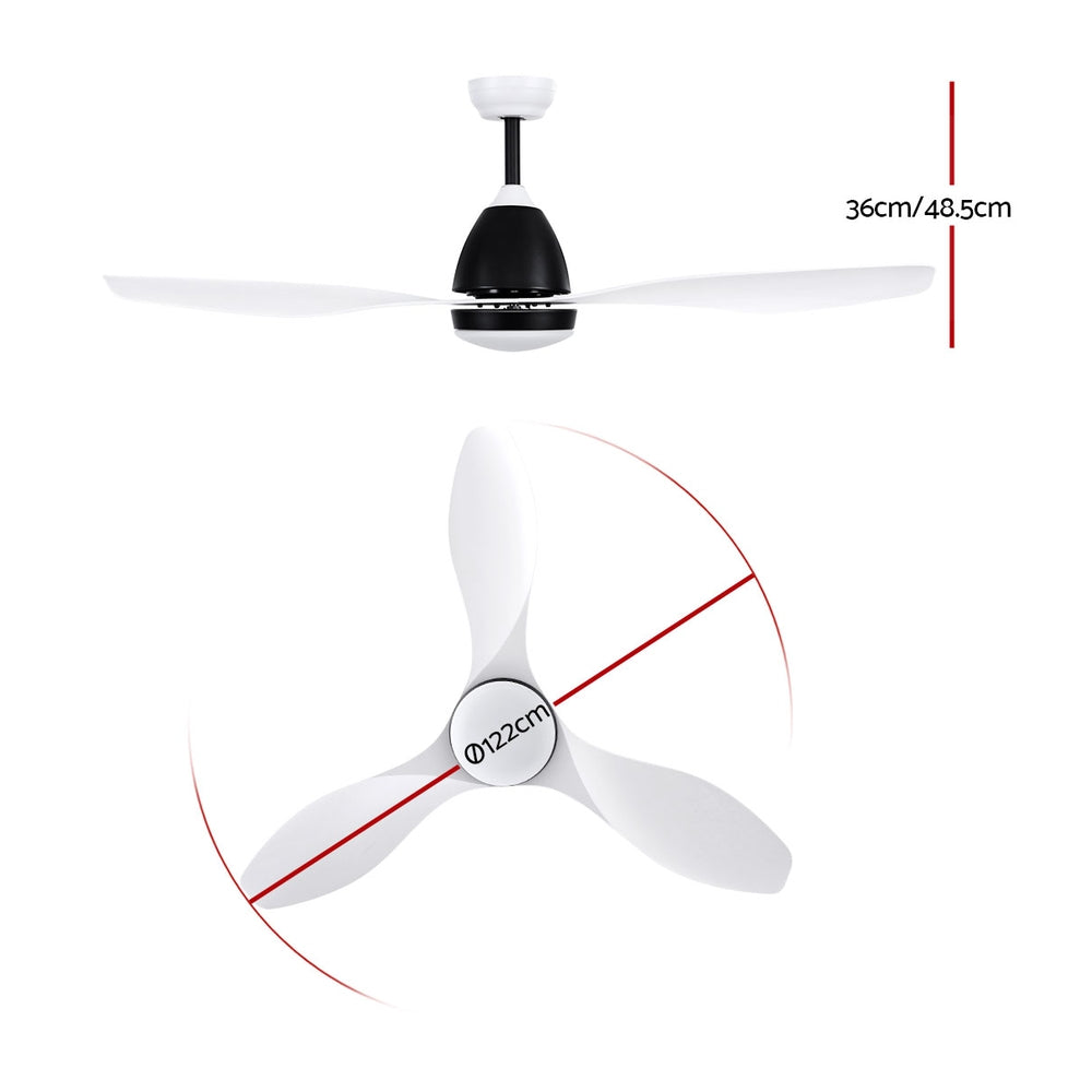 Devanti 48'' Ceiling Fan DC Motor LED Light Remote White